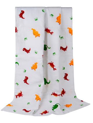 "Red Dino" Soft and Smooth Mulmul Fabric Baby Swaddle Wrap