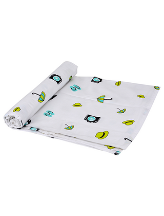 "Turquoise Travel" Soft and Smooth Mulmul Fabric Baby Swaddle Wrap
