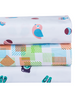 "Pink Toys - Square Lines - Turquoise Travel" 44 inch Soft and Smooth Baby Swaddle Wrap